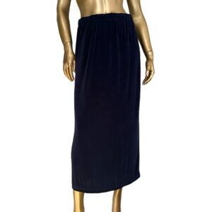 NWT deadstock Y2K Vintage Citiknits Navy Blue slinky maxi Skirt size M, USA